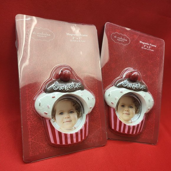 Magnetic Refrigerator Picture Frame Cupcake St Nicholas Square Set of 2 - Picture 5 of 10
